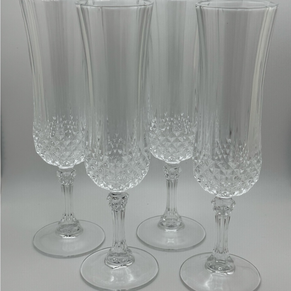 Elegant Clear Crystal Flute Set of 4